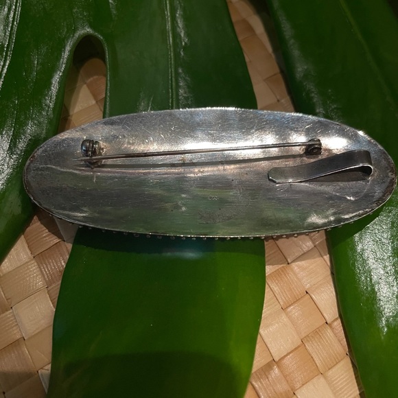 Sterling Silver & Mother of Pearl Statement Pin - Picture 3 of 3